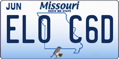 MO license plate EL0C6D