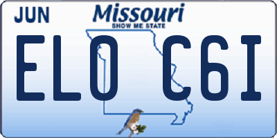 MO license plate EL0C6I