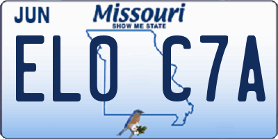 MO license plate EL0C7A