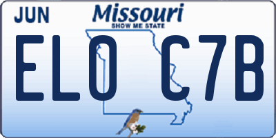 MO license plate EL0C7B