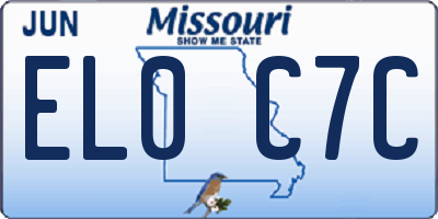 MO license plate EL0C7C