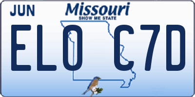 MO license plate EL0C7D