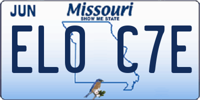 MO license plate EL0C7E