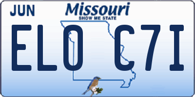 MO license plate EL0C7I