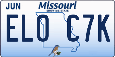 MO license plate EL0C7K