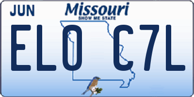 MO license plate EL0C7L