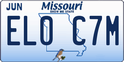 MO license plate EL0C7M
