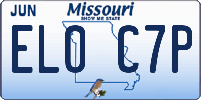 MO license plate EL0C7P