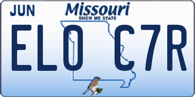 MO license plate EL0C7R