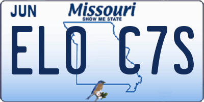 MO license plate EL0C7S