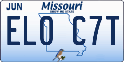 MO license plate EL0C7T