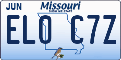 MO license plate EL0C7Z