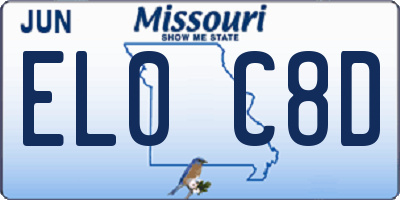MO license plate EL0C8D