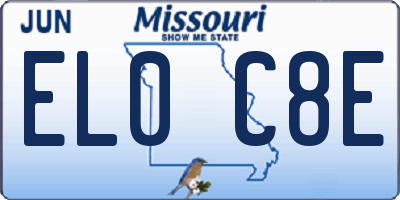 MO license plate EL0C8E