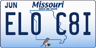 MO license plate EL0C8I