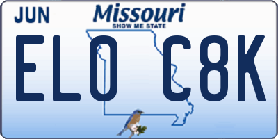 MO license plate EL0C8K