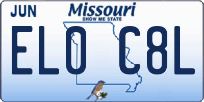 MO license plate EL0C8L