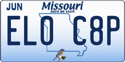 MO license plate EL0C8P