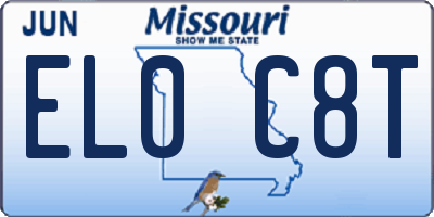 MO license plate EL0C8T