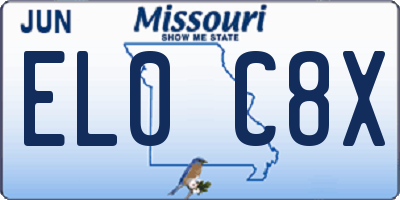 MO license plate EL0C8X