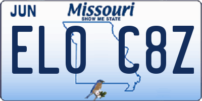 MO license plate EL0C8Z