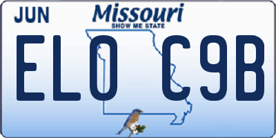 MO license plate EL0C9B