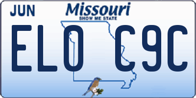 MO license plate EL0C9C