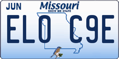 MO license plate EL0C9E