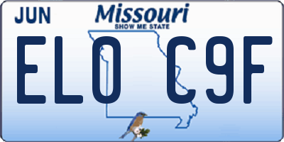 MO license plate EL0C9F
