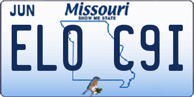 MO license plate EL0C9I