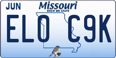 MO license plate EL0C9K