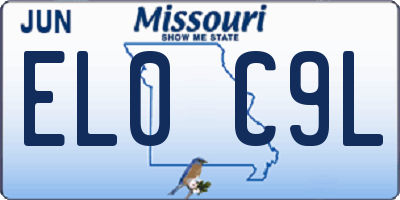 MO license plate EL0C9L