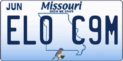 MO license plate EL0C9M