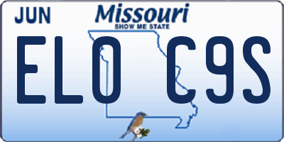MO license plate EL0C9S
