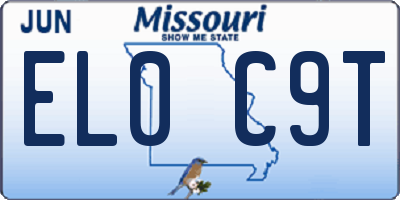 MO license plate EL0C9T