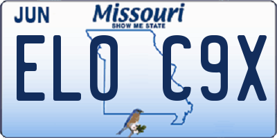 MO license plate EL0C9X