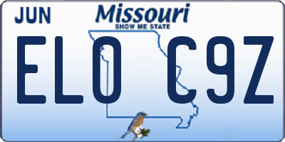 MO license plate EL0C9Z