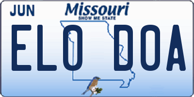 MO license plate EL0D0A