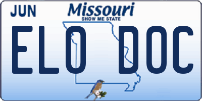 MO license plate EL0D0C