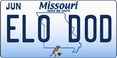 MO license plate EL0D0D