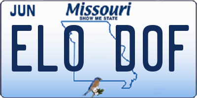 MO license plate EL0D0F