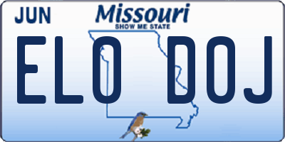 MO license plate EL0D0J