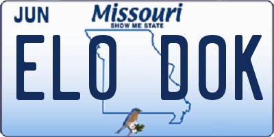 MO license plate EL0D0K