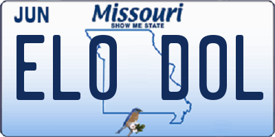 MO license plate EL0D0L