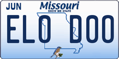 MO license plate EL0D0O