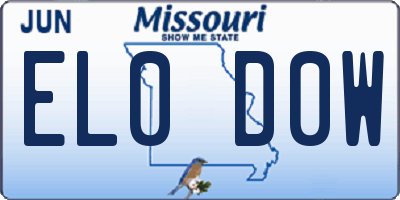 MO license plate EL0D0W