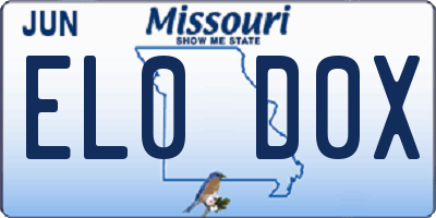 MO license plate EL0D0X