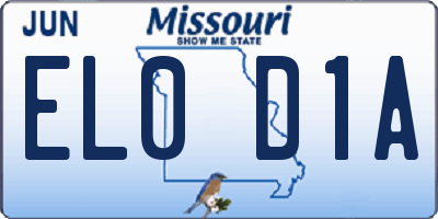 MO license plate EL0D1A