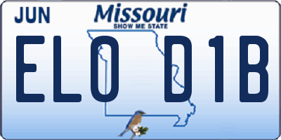 MO license plate EL0D1B