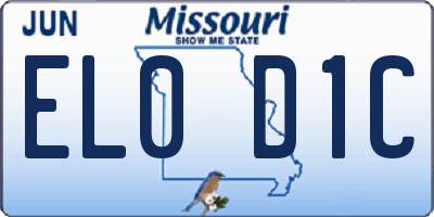 MO license plate EL0D1C